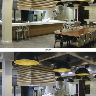 We corrected the lens distortion that made the white column appear curved. We adjusted the white balance to remove the amber cast, and we expanded the tonal range to improve detail in dark areas. Notice how much more detail is visible in the ceiling of the corrected image.