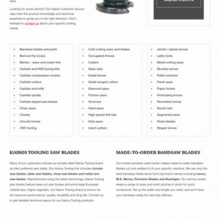 Standard tooling page desktop view - full